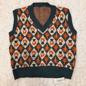 Cider Teal and Rust Knit Vest
